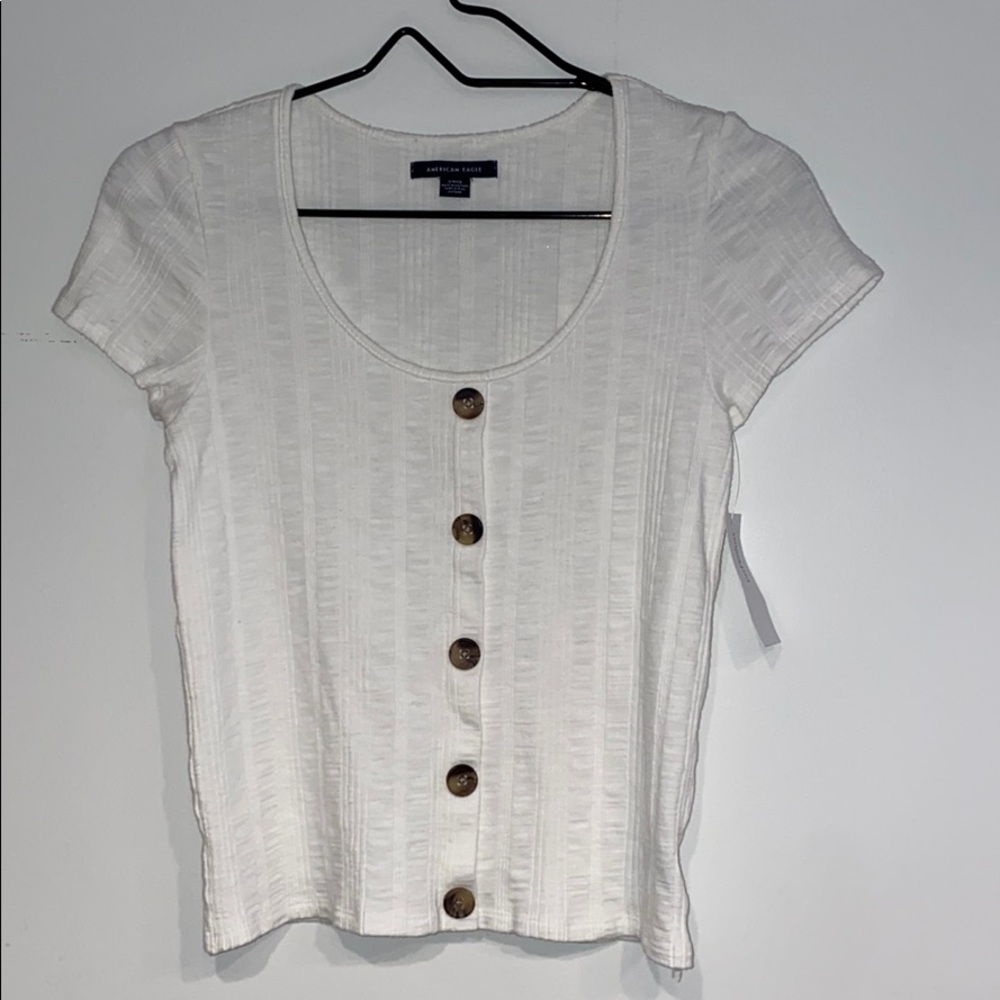 Ribbed Button Up T-Shirt